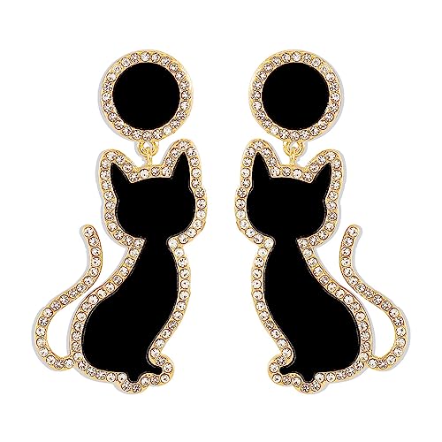 Katze Dangle Ohrringe Zarte Strassschuh Ohrring Frauen Mädchen Valentinstag Schmuck Urlaub Party Geburtstagsgeschenk Tierschmuck Anhänger von HAISENG