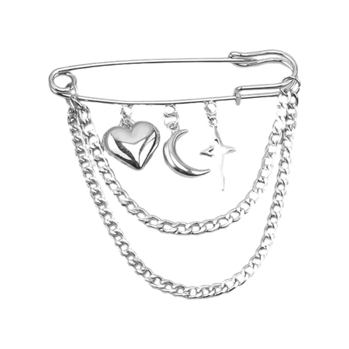 Kettenabzeichen, modische Anhänger-Brosche, vielseitiger Anstecknadel, Schmuck, trendige Stern-Kette, Brosche für Damen und Herren, persönlicher Charm-Display mit Stern-Brosche, Einheitsgröße, Wie von HAISENG