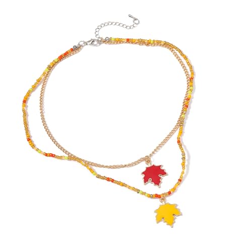 Mode Ahornblatt Anhänger Halskette Mit Kristallen Schmuckzubehör Für Einen Trendigen Und Vielseitigen Look Frauen Statement Halskette von HAISENG