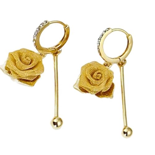 Mode Rosenohr Juwelier Leichtes Komfort Design Elegante Legierungsohrringe Perfekt Für Ungezwungene Veranstaltung Sparkling Rose Quasten Drop Ohrringe Legierung von HAISENG