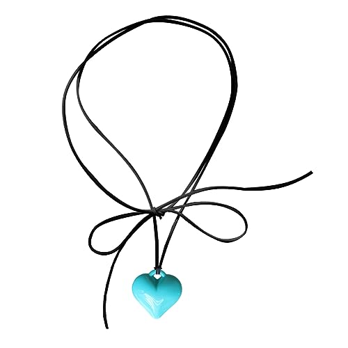 Modetrend Nische Harz Liebes Anhänger Kollarbone Kette Temperament Einfacher Kaltes Wind Verstellbarer Langes Seil Halskette Herzkette Für Mädchen von HAISENG