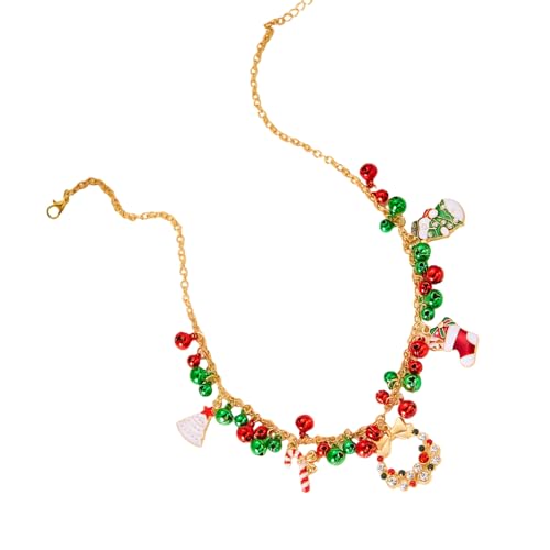 Modische Choker-Halskette für Frauen mit Weihnachtsbaum und Schneemann-Anhänger, Accessoire, Neujahrsschmuck, Urlaubsschmuck für Damen von HAISENG