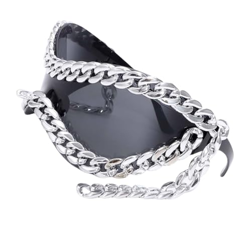 Modische Damen-Sonnenbrille mit Metallkettenrahmen für stilvolle Looks und UV400-Schutz für den Alltag und gesellschaftliche Veranstaltungen, B von HAISENG