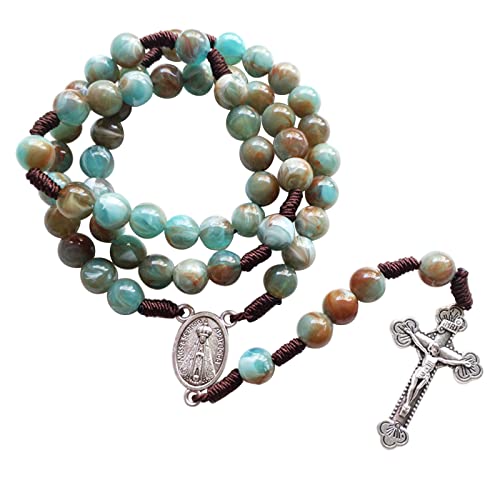 Modischer, handgefertigter katholischer Rosenkranz mit runden Perlen für Kreuz, religiöse Halsketten, für Damen und Herren, Acrylperlen, Rosenkranz, Halskette, religiöser Schmuck für Damen von HAISENG