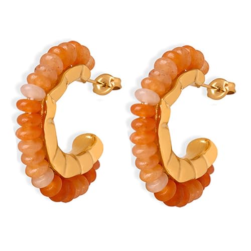 Multi Farb Ohrringe Naturalstein Vintage Ästhetik Geeignet Für Passende Einzigartige Und Elegante Look Mode Statement Ohrringe von HAISENG