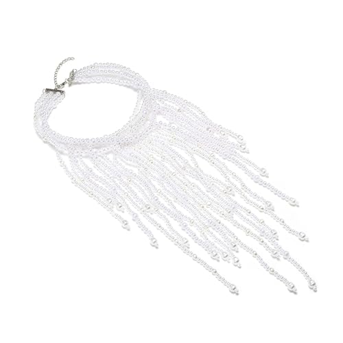 Multi Layer Imitation Perlen Perlen Halskette Mit Quasten Design Bequemes Neckkettenschmuck Geschenk Für Tägliche Kleidung Abendkleid Wasserfall Halskette von HAISENG