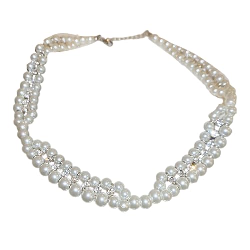 Nachahmung Perlen Perlenkette Mit Zirkon Mit Vielschichtiger Schlüsselbeutelkette Modischer Schmuck Für Tägliche Outfits Spitzen Halskette Für Frauen von HAISENG