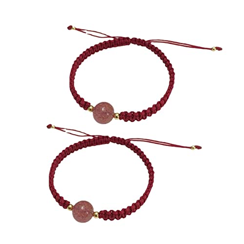 Paar Armband Weibliche Nische Einfaches Temperament Handgewebten Freund Freundinnen Erdbeerkristallarmband Paar Armbänder Für Freund Und Freundin Ihn Und Ihren Verstellbaren Kristall von HAISENG