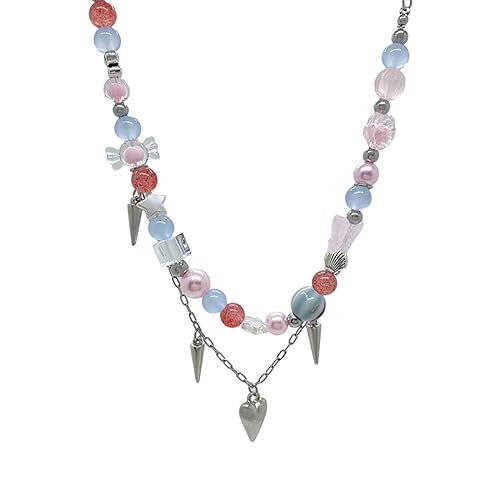 Perlen Love Heart Halskette Runde Hochwertiger Kristall Acrylstern Schmuck Acryl Halskette von HAISENG