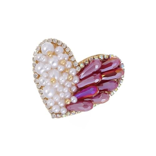Premiumlegierungsnadel Mit Perlen Strasssteinen Dekore Vintage Styles Kristallperlen Herz Brosche Charme Für Tägliche Verschleißdaten Robuste Herzförmige Strassstifte Dekorative Lappelschmuck Brosche von HAISENG