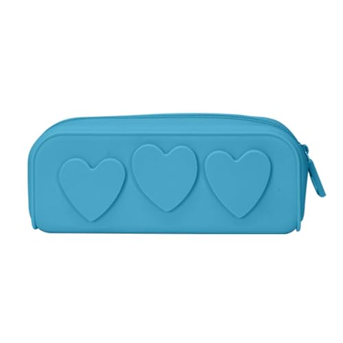 Reise-Make-up-Tasche für Damen, Federmäppchen, Kosmetik-Reißverschlüsse, Organizer, Silikon, Kulturbeutel, Herz, Make-up, Reisen, seeblau, Mass Beauty von HAISENG