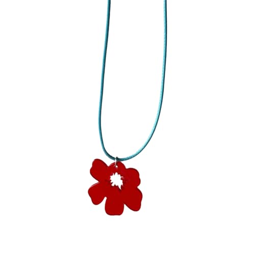 Retro Inspirierte Lebendige Blumenheize Halskette Buntes Acrylblumenchar Heckkette Einzigartiger Handgefertigter Teenschmuck Einzigartiger Teenschmuck von HAISENG
