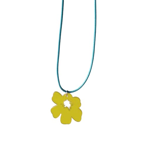 Retro Inspirierte Lebendige Blumenheize Halskette Buntes Acrylblumenchar Heckkette Einzigartiger Handgefertigter Teenschmuck Einzigartiger Teenschmuck von HAISENG