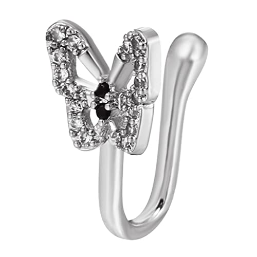 Schimmernden Faux Clip Den Nasenringen Gefälschte Piercings Ingelaid Clip Für Schmetterling Funkeln Nicht Abgestreiften Clips Auf Nase Hoop Gefälschter Nasenring Hoop Männer Septum Nasenring Gold von HAISENG