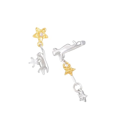 Schöne Sternenkatzen Dangle Ohrclip Tragbare Robuste Legierungsohrringe Dekoration Für Modische Frauen Täglich Verwenden Freizeit Waagen Leichtmetall Ohrclip von HAISENG