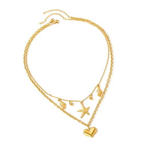 Stilvolle Halskette, doppellagig, Herzanhänger, verstellbar, für Damen, Strand- und Party-Zubehör, doppellagige Halskette, Einheitsgröße, Wie beschrieben, Wie beschrieben Stilvolle Halskette, doppellagig, Herzanhänger, verstellbar, für Damen, Strand- und Party-Zubehör, doppellagige Halskette, Einheitsgröße, Wie beschrieben, Wie beschrieben von HAISENG