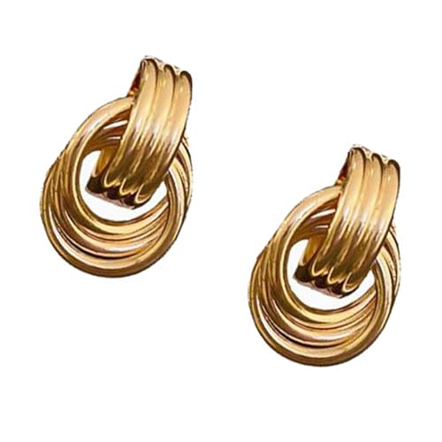 Stilvolle Hoops Ohrringe Gold Silber Geometrische Designs Tragbare Komfortable Schmuckstücke Für Frauen Modetrend Trendy Ohrringe von HAISENG