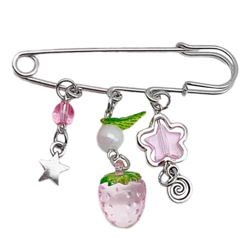 Stilvolle Kette Brosche Pin Sweet Pullover Schalklammertuch Accessoire Erdbeer Lecknadel Legierung Für Frauen Mädchen Süßes Erdbeer Lupe von HAISENG