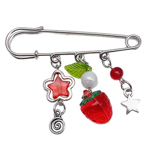 Stilvolle Kette Brosche Pin Sweet Pullover Schalklammertuch Accessoire Erdbeer Lecknadel Legierung Für Frauen Mädchen Süßes Erdbeer Lupe von HAISENG