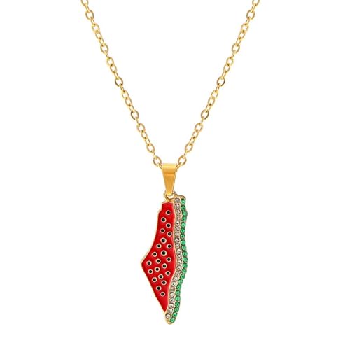 Stilvolle Stabile Legierung Verstellbare Kette Mit Elegantem Farbwassermelonen Halskette Anhänger Accessoire Für Männer Und Frauengeschenke Set von HAISENG