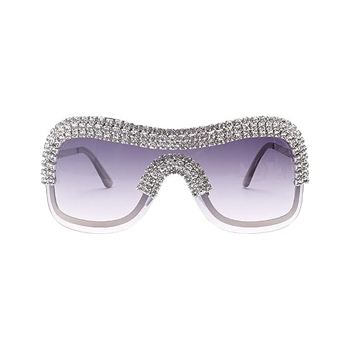 Street Girls Vintage Strass Rahmen Linse Brille Teenager Hiphop Trend Seaside Party für Erwachsene Teens Gradienten Männer Farbverläufe für Frauen, Gradient Grey Film W von HAISENG