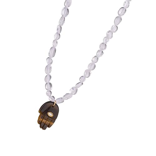 Stylish Fatima Hand Halskette Symbolisiert Schutz Und Viel Glück Eleganten Ton Mit Robusten Natursteinen Materialien Steinton Anhänger Halskette von HAISENG
