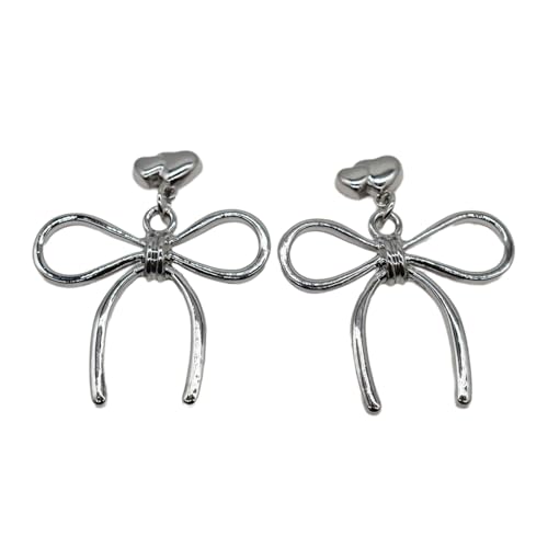 Trendy Dangle Ohrringe Mit Bowknot Ribbon Detail Herz Dangle Ohrhänger Accessoire Für Moderne Feminie Look Hochzeit Gastschmuck von HAISENG
