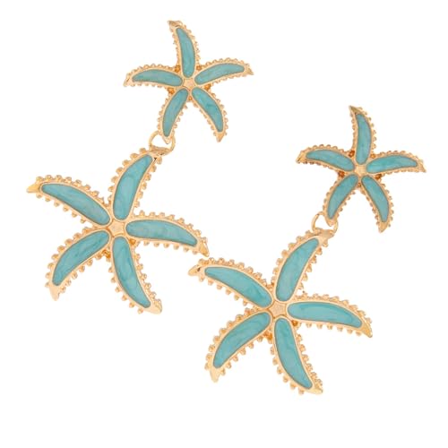 Übertriebene Blaue Farbe Fünf Blütenblätter Blumenohrringe Seestarfische Anhänger Piercing Party Wear Schmuckzubehör Leichte Legierung von HAISENG