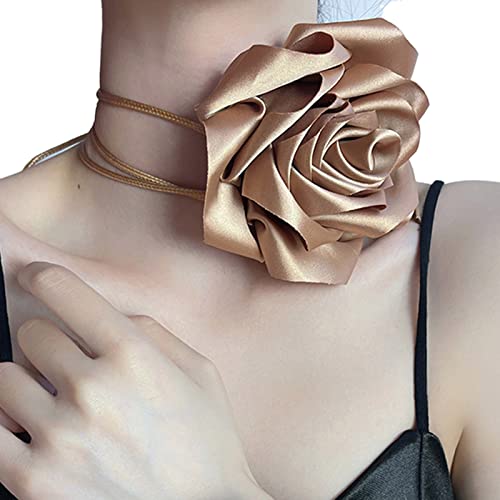 Übertriebene Rosenblume Halskette Elegante Schlüsselbeutel Kette Vintage Chokers Riemen Körperkette Schmuck Halshälfte Halskette Für Frauen Statement von HAISENG