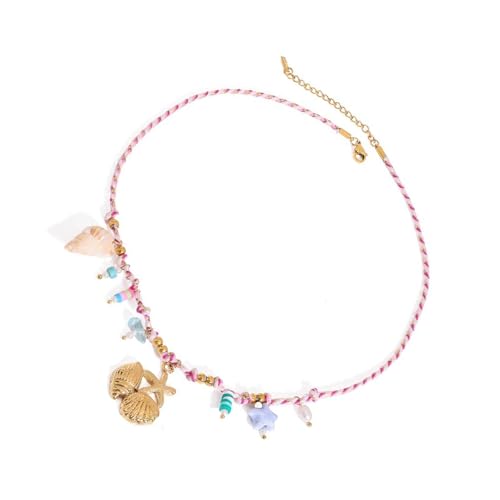 Verstellbare Halskette Buntes Seil Edelstahl Anhänger Heckkettenhand Handgefertigt Geflochten von HAISENG