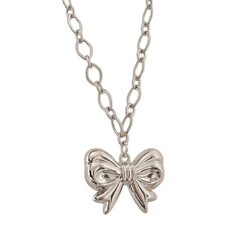 Vintage Gothic Hip Hop Bowknot Halskette Für Frauen Stilvolle Kette Anhänger Seilkette Schmuck Für Frauen Mädchen Bogenknoten Anhänger Halshains von HAISENG