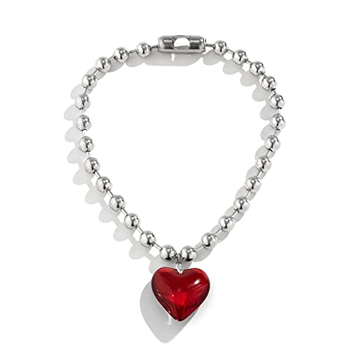 Weibliche Runde Perlenkette Nische Colarmbone Kristall Liebesform Halskette Einfaches Temperament Kaltes Wind Herz Halskette Runde Perle von HAISENG