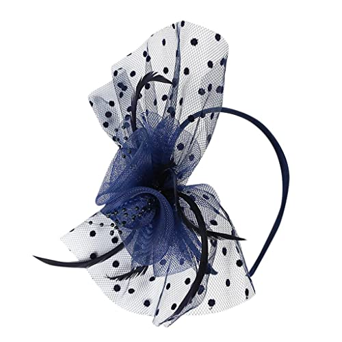 Fascinator Hut Damen Elegant Braut Kopfschmuck Haar Clip Hut Feder Haarschmuck Schleier Blumen Netz Fascinator Haarreif Party Kirche Hochzeit Cocktail Jockey Club Kopfbedeckung Accessoires von HAITANGUO