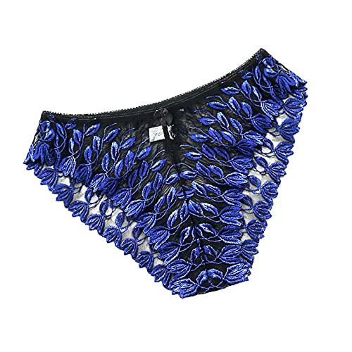 HAITANGUO Damen Strings Tangas Spitze Sexy Dessous Unterwäsche Unterhosen Soft Panties Hipster Frauen Erotisch Tanga Schlüpfer Reizwäsche Bikini Slip Thong G-String für Damen (Blau, L) von HAITANGUO