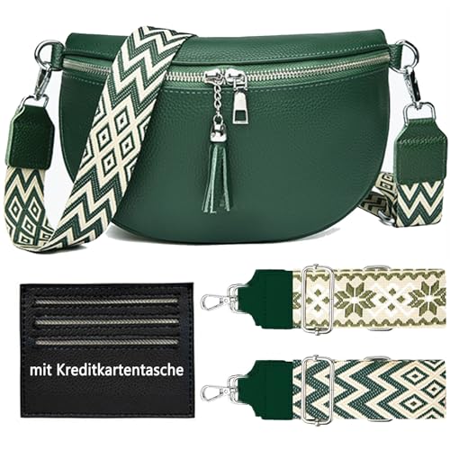 HAIWILL Bauchtasche Damen Stylische Crossbody Bag Leder Brusttasche Damen Klein Gürteltasche Elegant Moderne Taschen mit Breitem Schultergurt für iPhone von HAIWILL