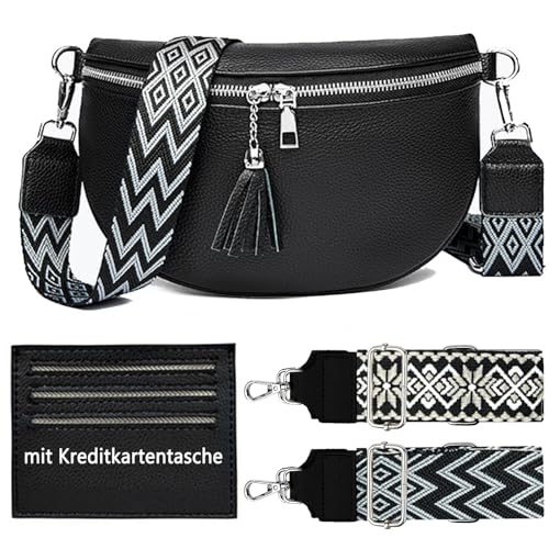 HAIWILL Bauchtasche Damen Stylische Crossbody Bag Leder Brusttasche Damen Klein Gürteltasche Elegant Moderne Taschen mit Breitem Schultergurt für iPhone von HAIWILL