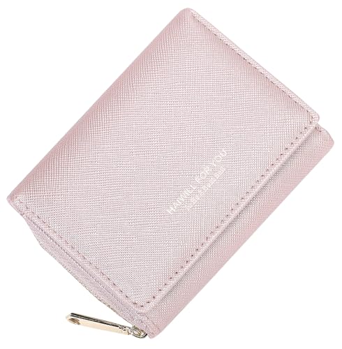 HAIWILL Geldbeutel Damen Klein PU Leder, Portmonee Damen Klein mit Münzfach und 7 Kartenfächern, Gross Kapazität Kleines Portemonnaie Damen Viele Fächer (X Rosa3) von HAIWILL