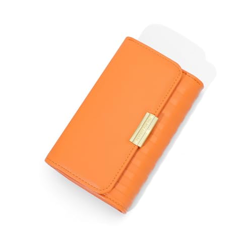HAIWILL Geldbörse Damen Mittelgroß aus PU Leder, Portemonnaie Klein mit RFID Schutz, 13 Kartenfächer, Viele Fächer (Orange) von HAIWILL