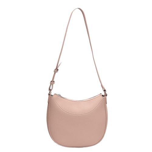 HAIWILL Handtasche Damen Umhängetasche Klein Halfmoon Crossbody Bag Damen Leder Shopper Tasche Hobo Bag Schultertaschen für College Schule Arbeit Reisen Einkaufen (Rosa) von HAIWILL