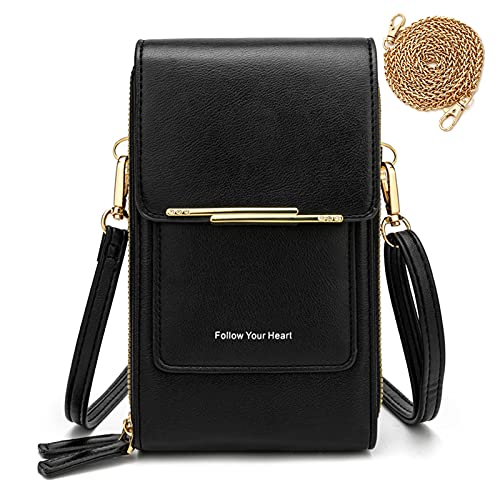 HAIWILL Kleine Handy Umhängetasche Damen Handytasche zum Umhängen Leder Schultertasche Crossbody Clutch Geldbörse für iPhone 12/12 Pro/11/XR, Samsung Galaxy S21/S20/S10, Handy unter 6.5'' von HAIWILL