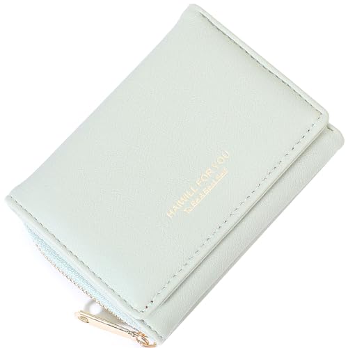 HAIWILL Mini Geldbörse Damen Leder Kleines Portemonnaie , Gross Kapazität Geldbeutel Geldtasche Damengeldbörsen Viele Fächer (Grün) von HAIWILL