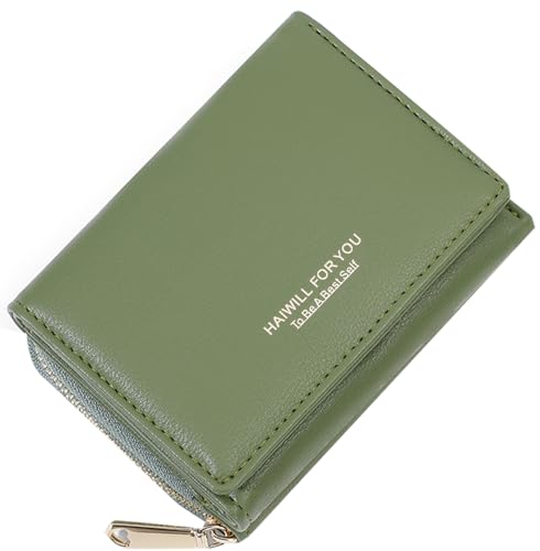 HAIWILL Geldbeutel Damen Klein PU Leder, Portmonee mit Münzfach und 7 Kartenfächern, Gross Kapazität Kleines Portemonnaie Viele Fächer (Avocado) von HAIWILL