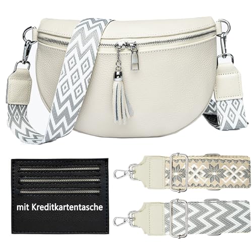 HAIWILL Bauchtasche Damen Stylische Crossbody Bag Leder Brusttasche Damen Klein Gürteltasche Elegant Moderne Taschen mit Breitem Schultergurt für iPhone von HAIWILL