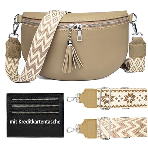 HAIWILL Bauchtasche Damen Stylische Crossbody Bag Leder Brusttasche Damen Klein Gürteltasche Elegant Moderne Taschen mit Breitem Schultergurt für iPhone von HAIWILL