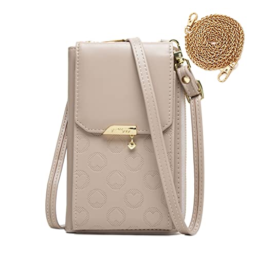 HAIWILL Kleine Handyhülle mit Geldbörse zum Umhängen Damen Handy Umhängetasche Geldbörse Leder Schultertasche Crossbody Clutch Wallet Frauen Handytasche für iPhone 13/13 Pro/12/12 Pro/11/XR/X, Grau, 1 von HAIWILL