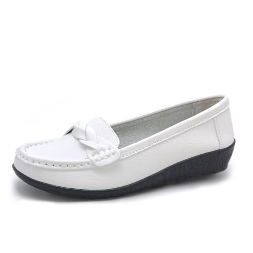 HAJINK Flache Schuhe Für Damen Loafer Schwarz Low-Top Mokassins Elegant Flachschuhe von HAJINK