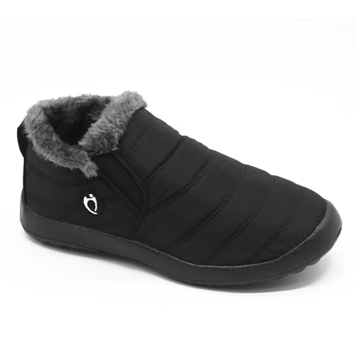 HAJINK Winterschuhe Warm Stiefeletten Gefüttert Schneestiefel Damen Kurzschaft Stiefel Schwarz Schlupf Boots von HAJINK