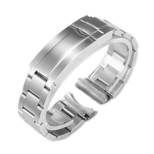 HAJMGUMC 20mm 21mm Armband Fit for Rolex SUBMARINER DAYTONA Faltschließe Uhrenarmband 904L Edelstahl Uhrenarmband Zubehör(Matte silver,21mm) von HAJMGUMC