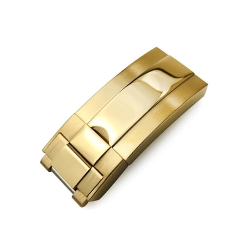 HAJMGUMC 9 mm 16 mm Edelstahl-Faltschließe mit Gleitverschluss, passend Fit For Rolex Submariner Oysterflex Daytona Fit For GMT-Uhrenarmband, Faltschließe(Glossy gold) von HAJMGUMC