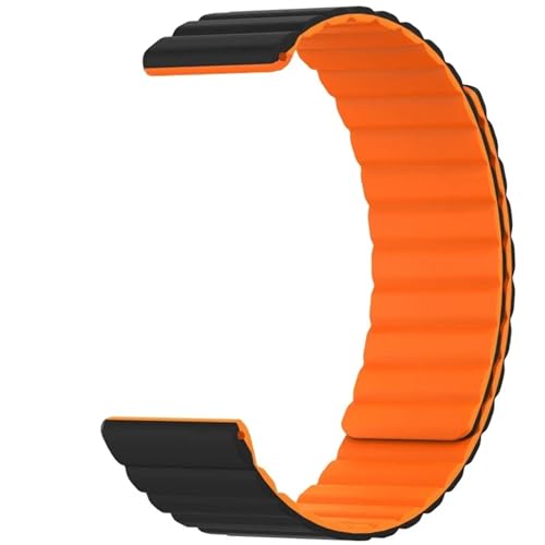HAJMGUMC Magnetisches Silikonarmband passend Fit For Amazfit GTR 3/GTR3 Pro/GTR2 2e Armbänder passend Fit For Samsung Watch Active/Active 2 Magnetarmband(Black-Orange,22mm universal) von HAJMGUMC